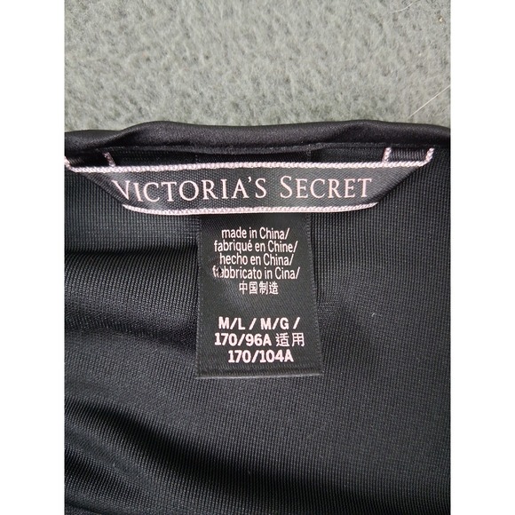 Victorias Secret Crushed Velvet Black Slip Dress Nightgown Sleep Medium/ Large - Picture 9 of 10